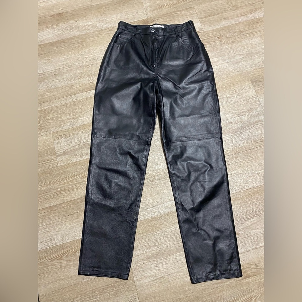 TOWER HILL WOMENS BLACK 100% LEATHER PANTS